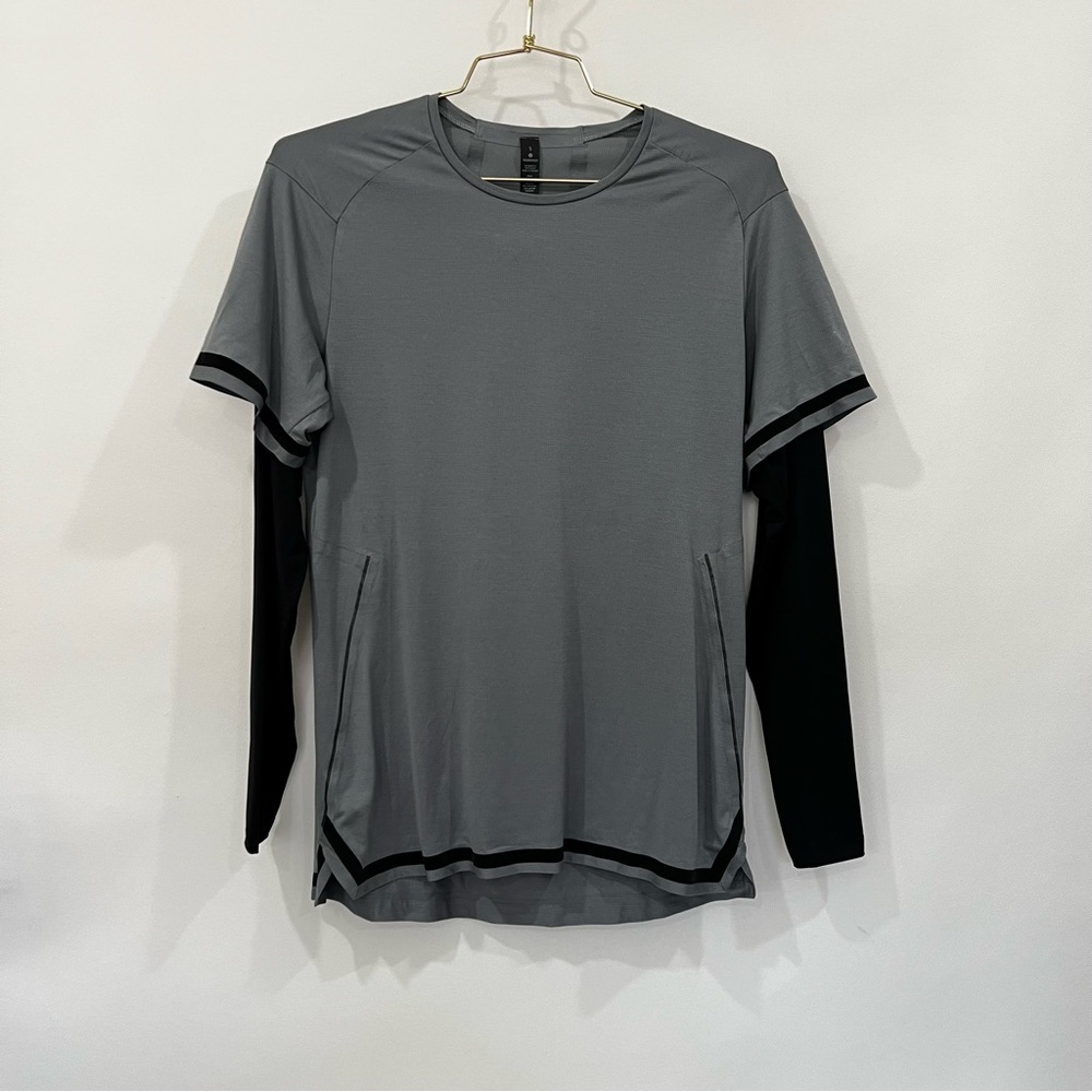 Lululemon Fast and Free Long Sleeve Size Small Gray/Black Long Sleeve